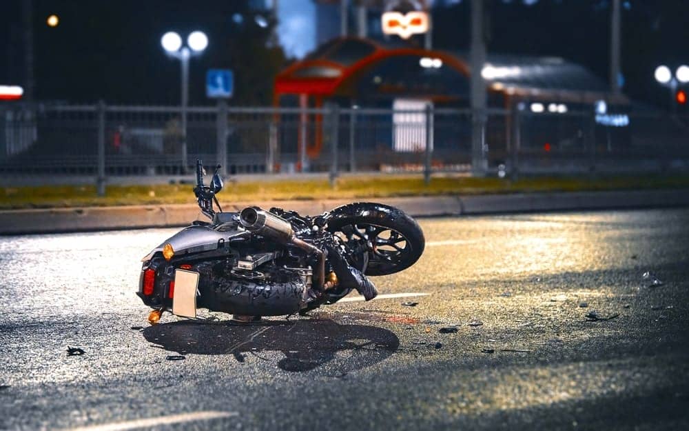 motorcycle laying on its side because of a motorcycle accident in Boise