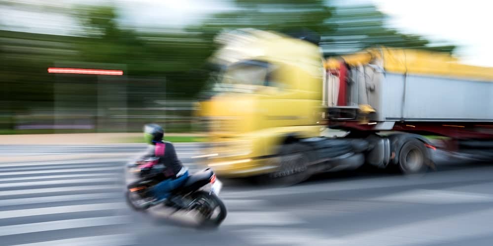 a truck about to hit a motorcyclist in Boise